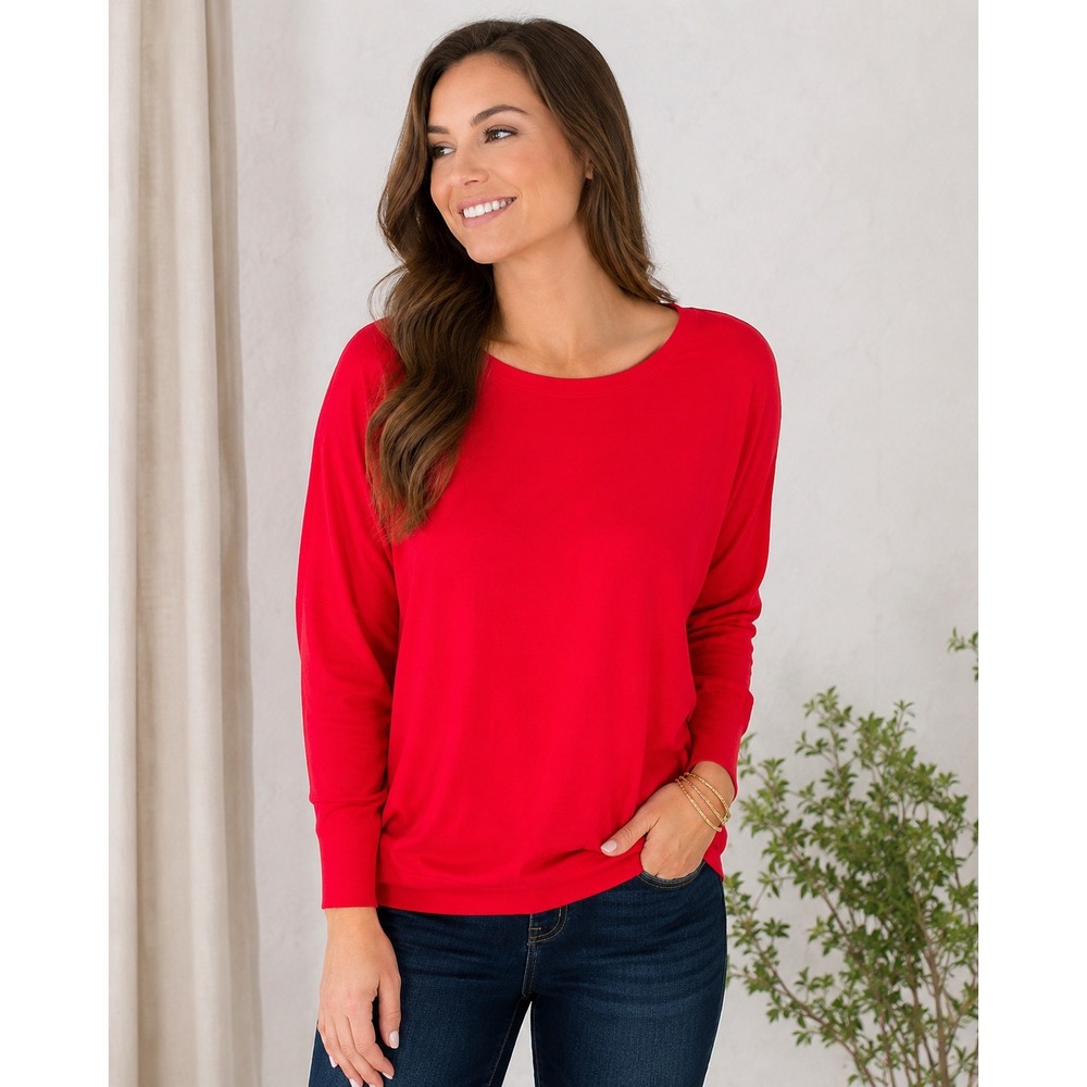 Crown & Ivy Red Preppy Coastal Grandma Quiet Luxury Lightweight Sweater L